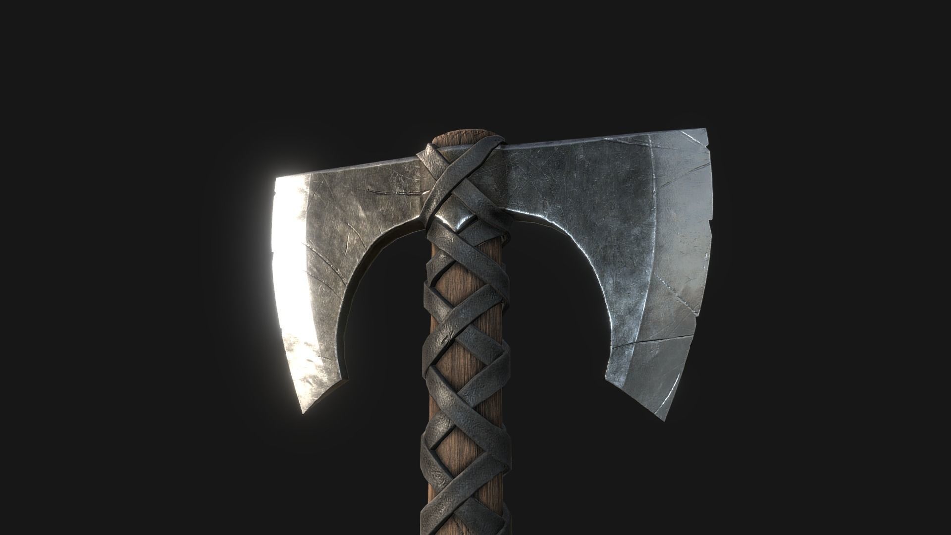 Viking Medieval War Axe - Game ready weapon Low-poly 3D model_2