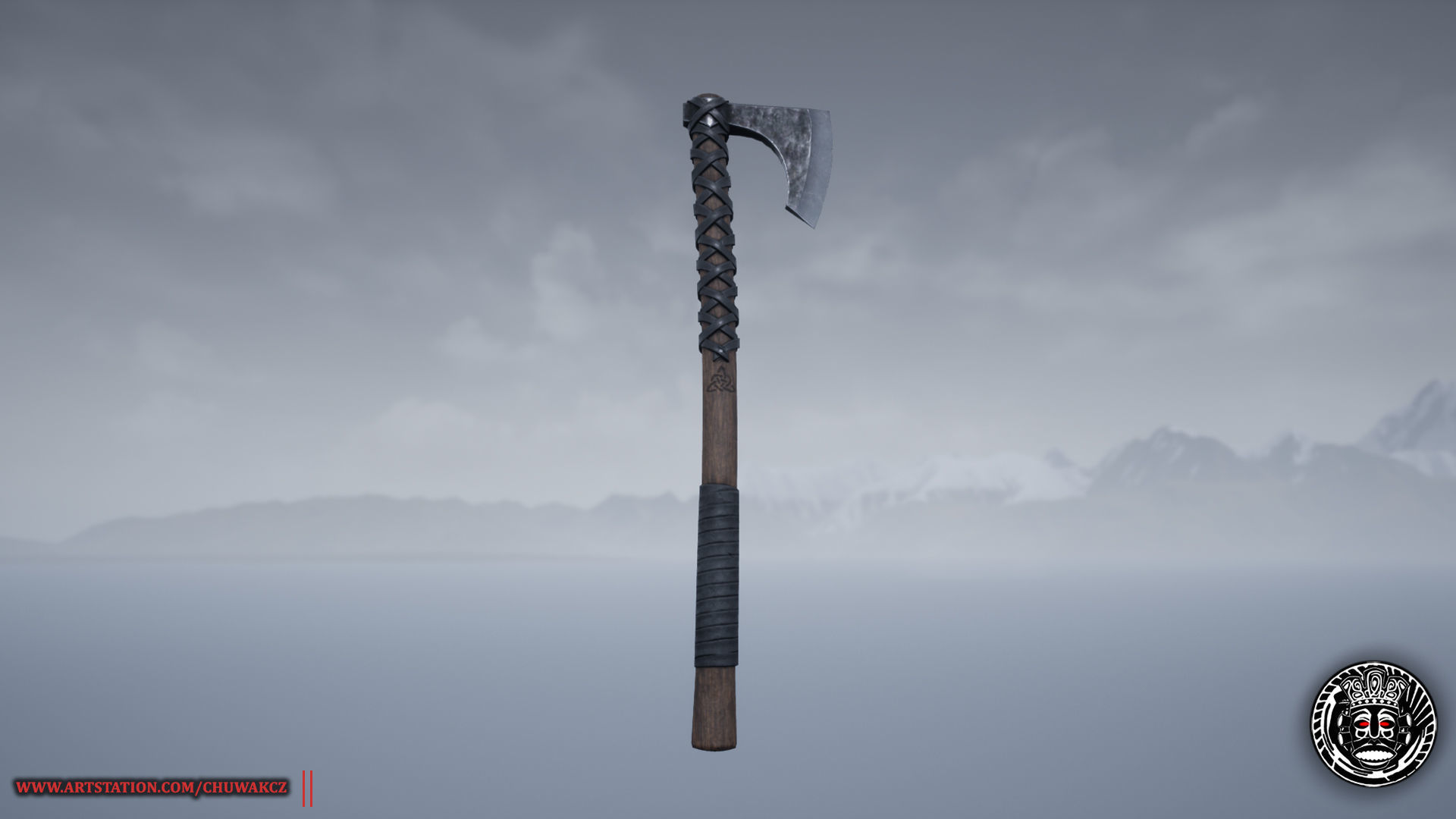 Viking Medieval War Axe - Game ready weapon Low-poly 3D model_8