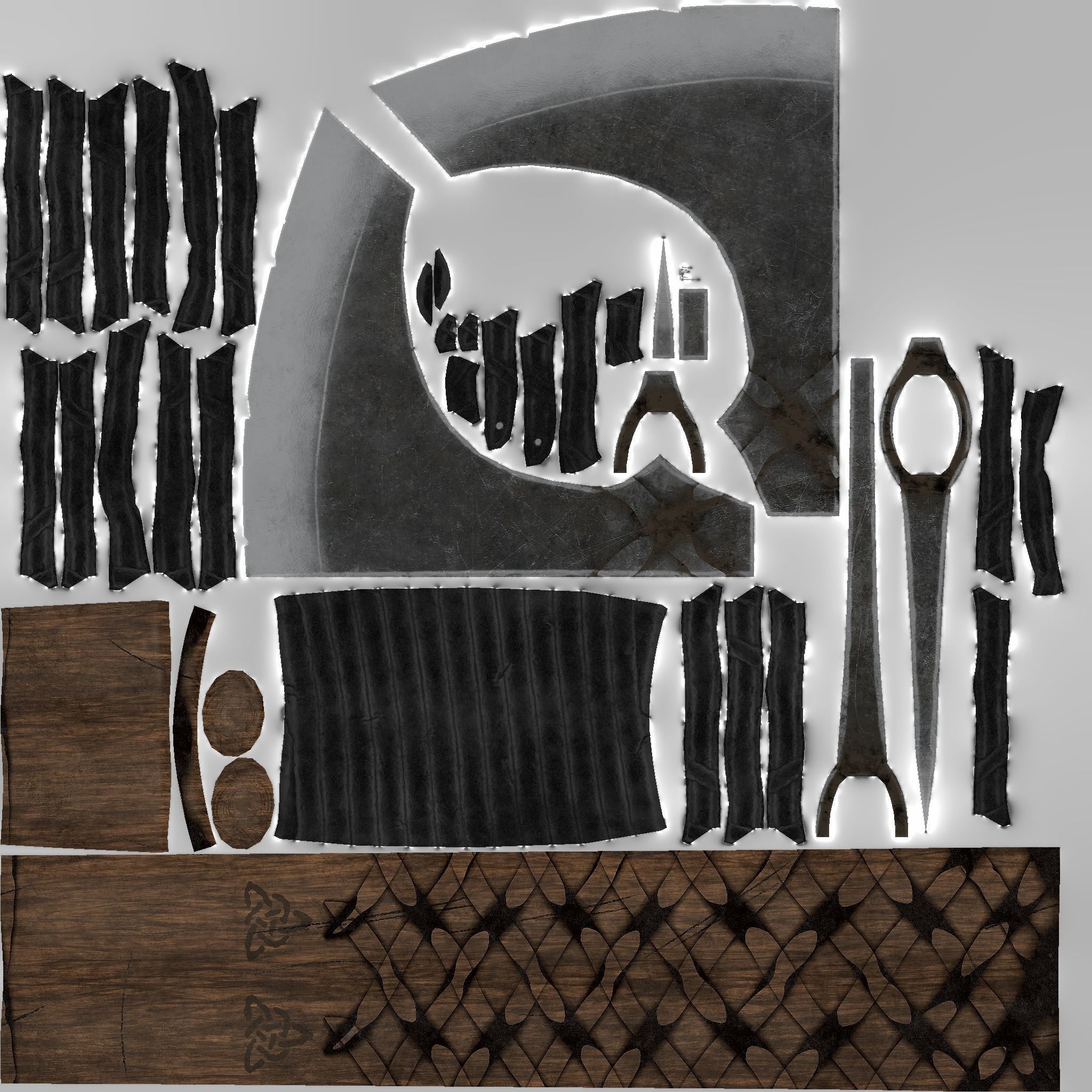 Viking Medieval War Axe - Game ready weapon Low-poly 3D model_14
