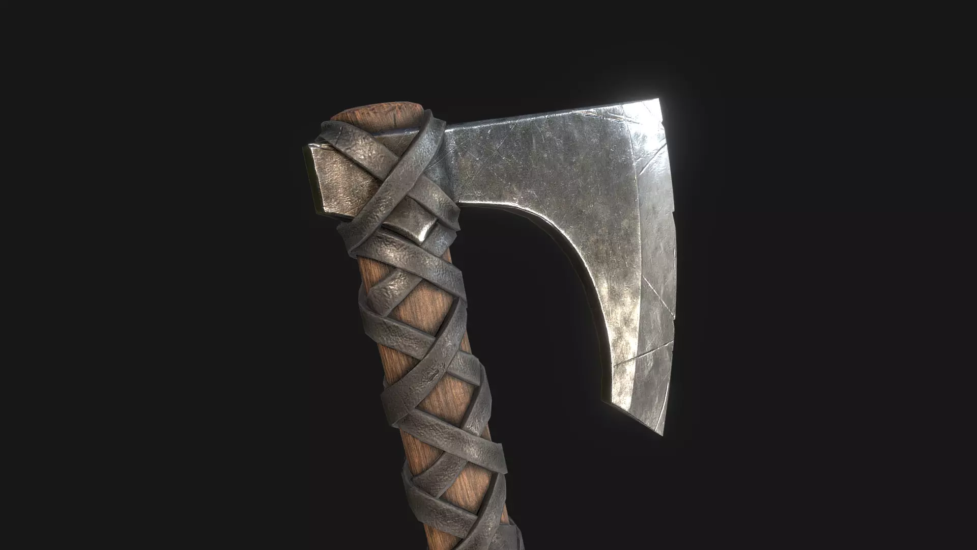 Viking Medieval War Axe - Game ready weapon Low-poly 3D model_0
