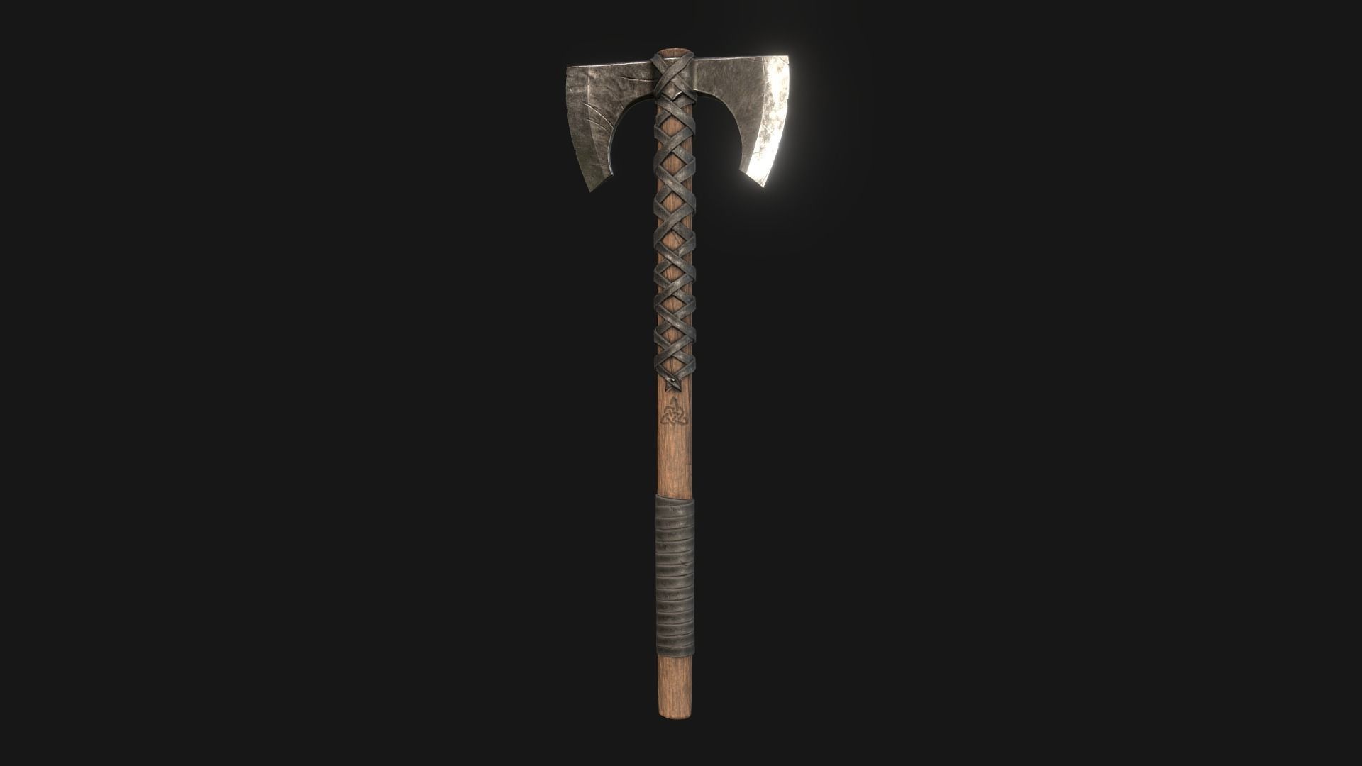 Viking Medieval War Axe - Game ready weapon Low-poly 3D model_4