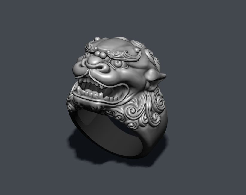 Foo dog lion ring 3D print model_2
