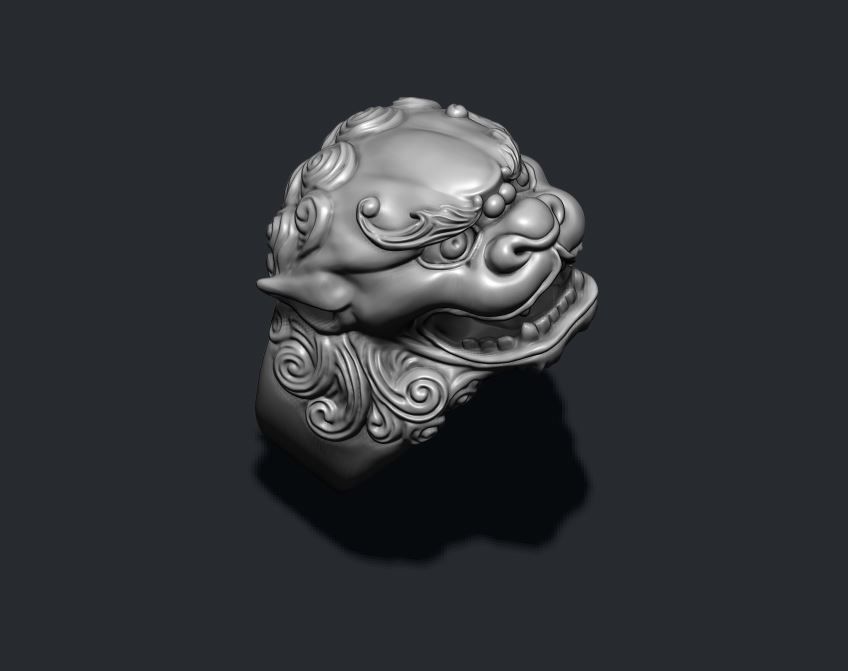 Foo dog lion ring 3D print model_1