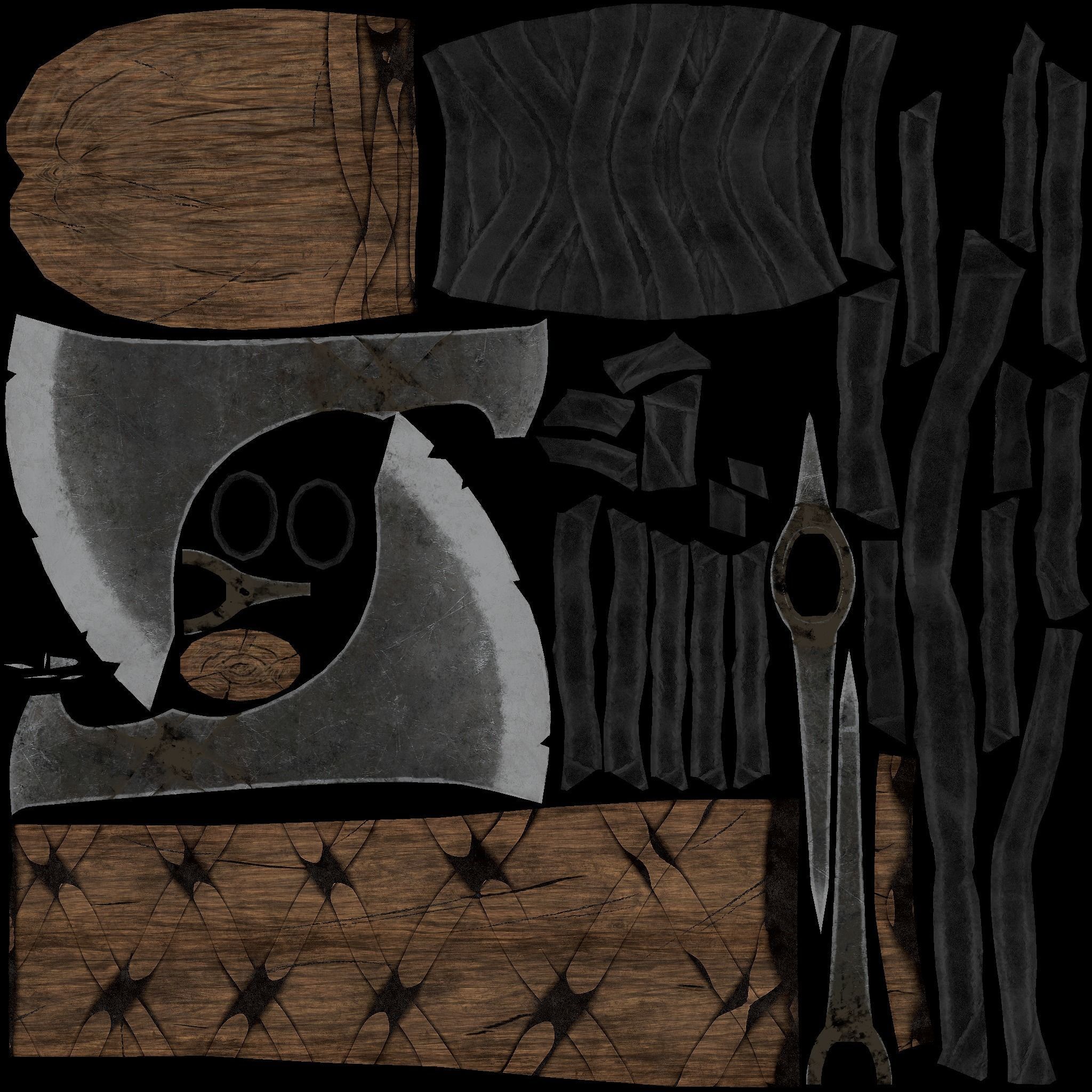 Viking Medieval Curved War Axe - Game ready weapon Low-poly 3D model_8