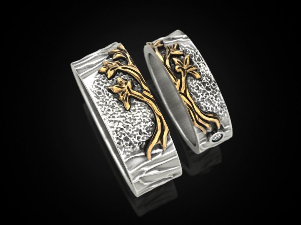 Wedding rings tree V2 3D print model_4