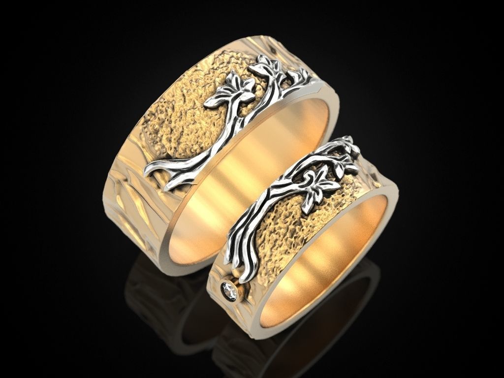 Wedding rings tree V2 3D print model_9