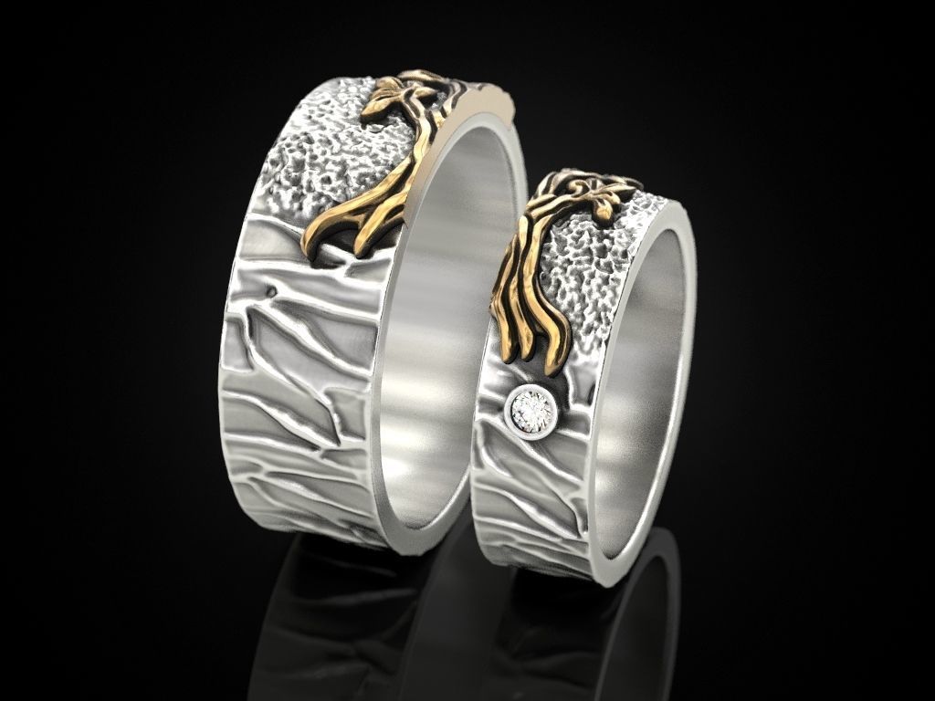 Wedding rings tree V2 3D print model_5