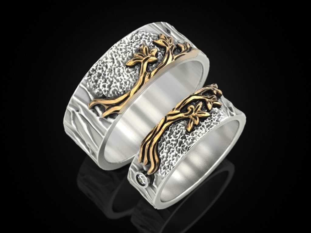 Wedding rings tree V2 3D print model_3