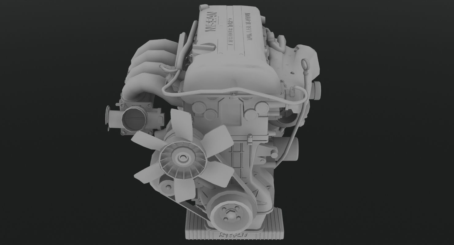 Nissan SR20DET Black Top engine Low-poly 3D model_5