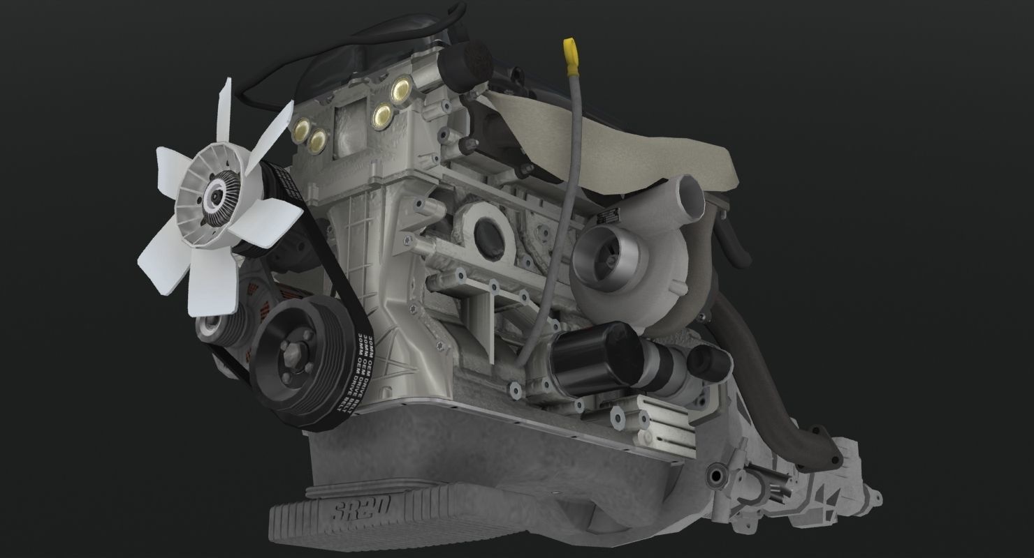Nissan SR20DET Black Top engine Low-poly 3D model_10