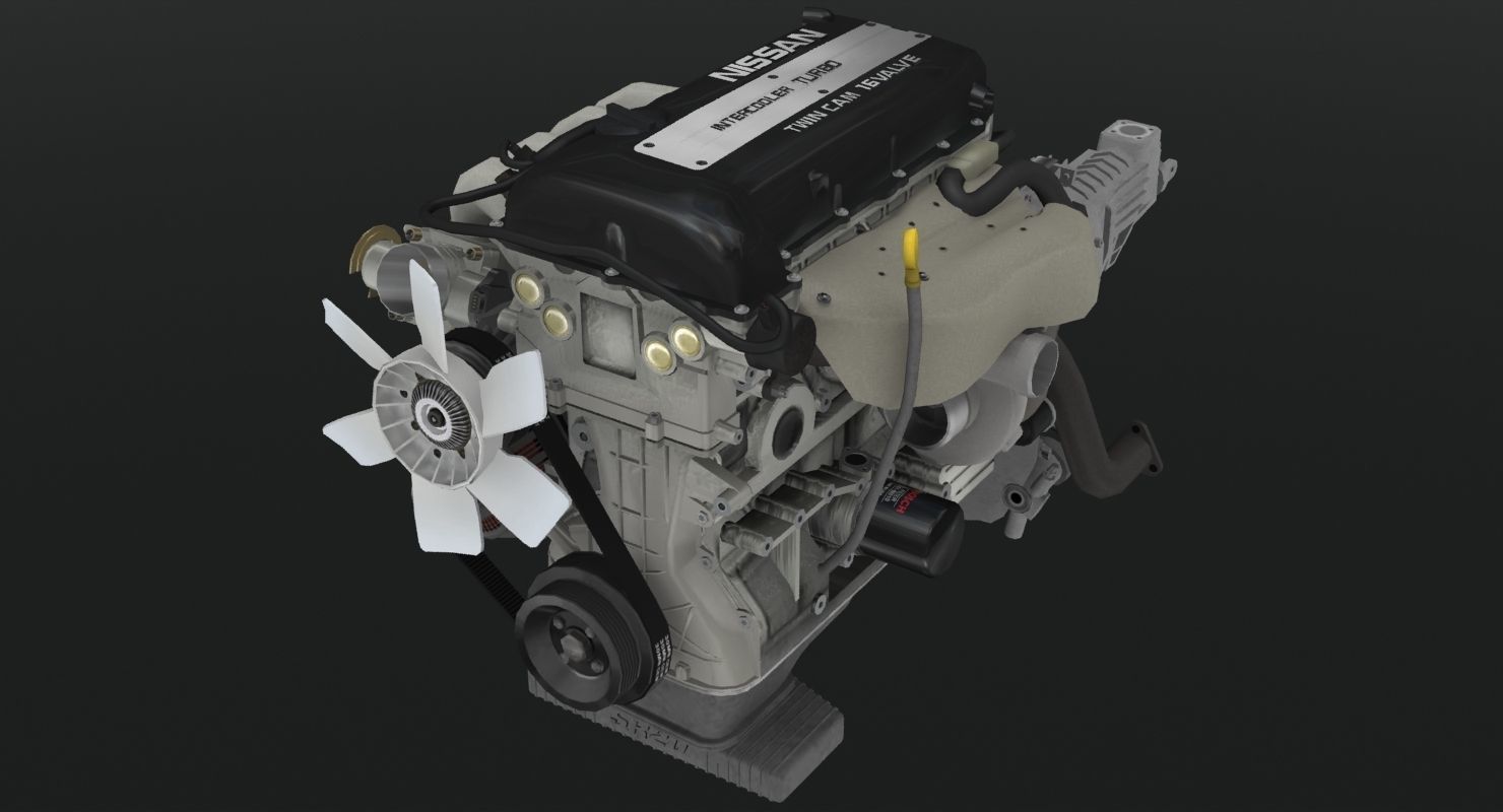 Nissan SR20DET Black Top engine Low-poly 3D model_1