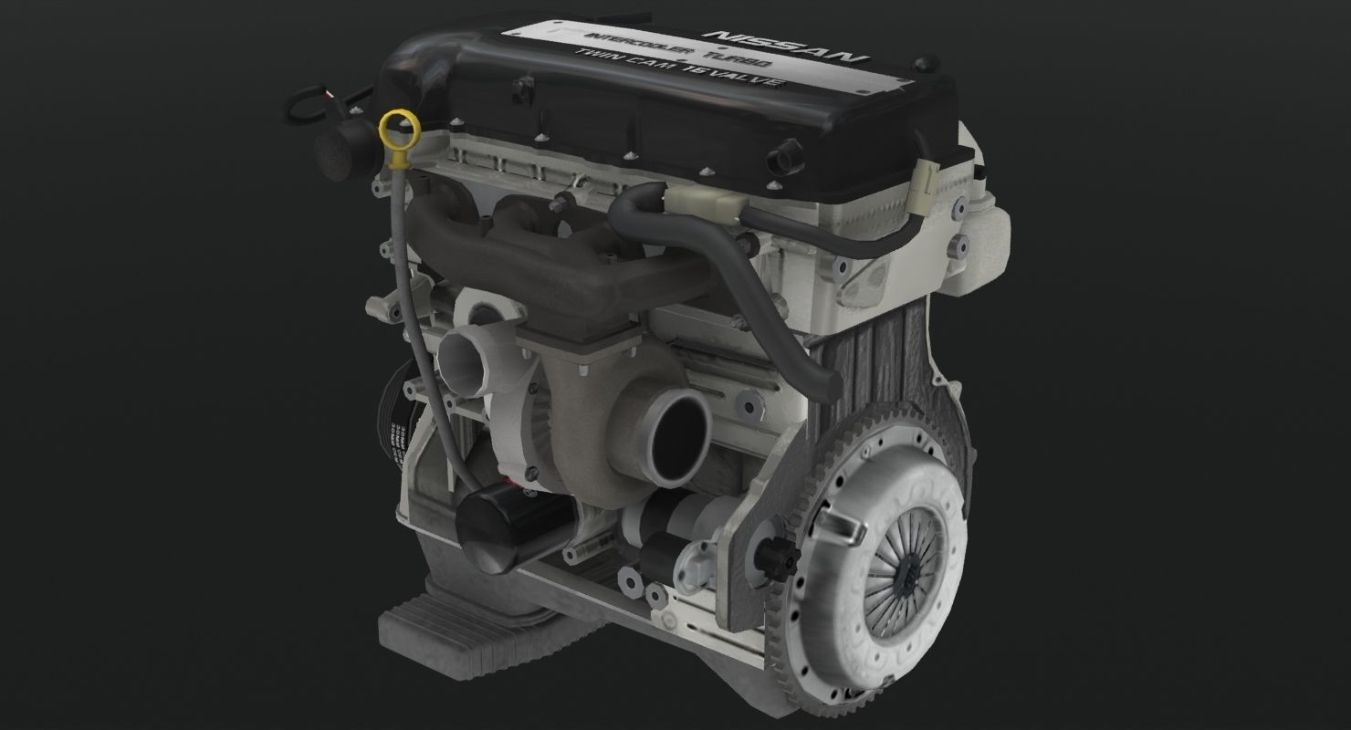 Nissan SR20DET Black Top engine Low-poly 3D model_14