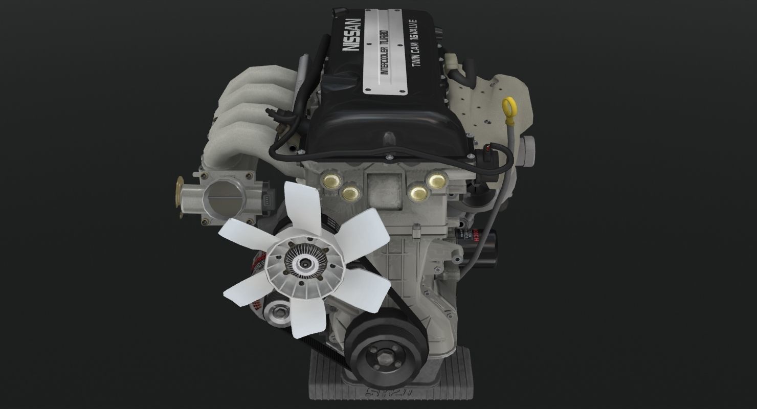 Nissan SR20DET Black Top engine Low-poly 3D model_4