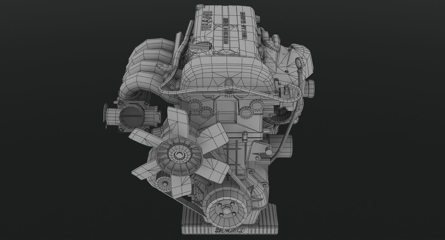 Nissan SR20DET Black Top engine Low-poly 3D model_6