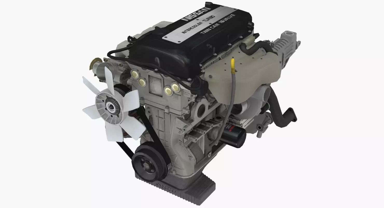 Nissan SR20DET Black Top engine Low-poly 3D model_0