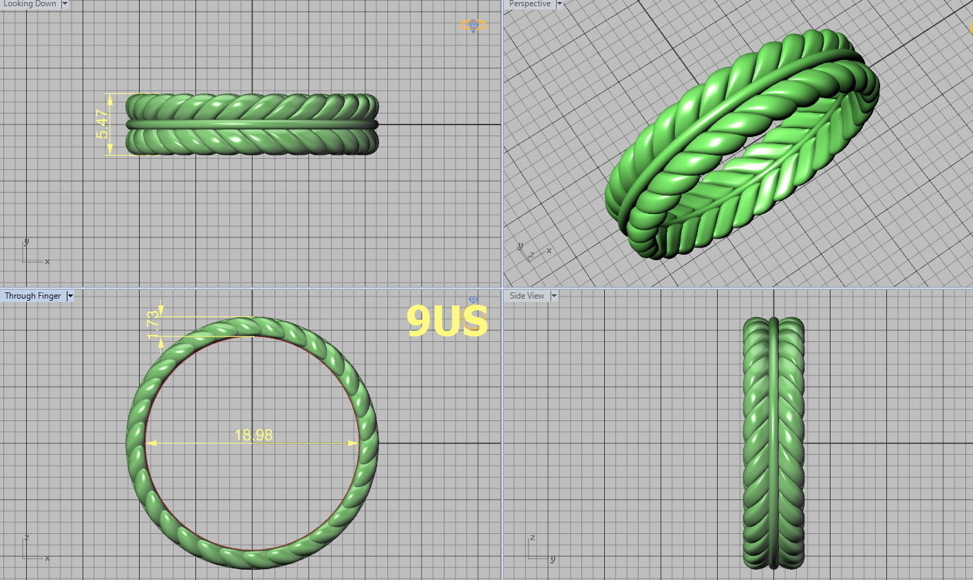 Elegant Wedding Ring 3dmodel many sizes 3D print model_8