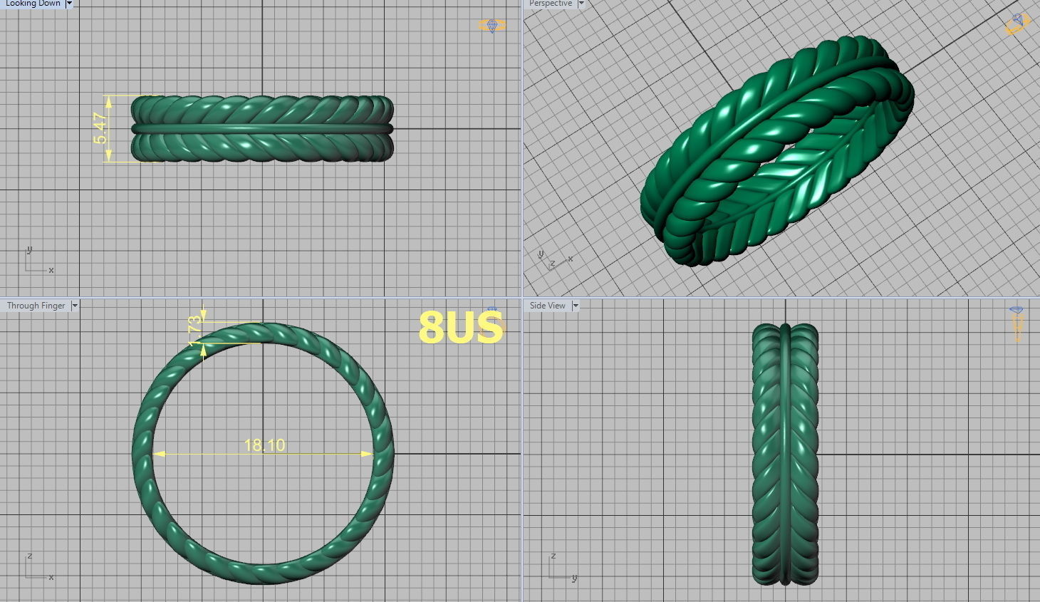 Elegant Wedding Ring 3dmodel many sizes 3D print model_7