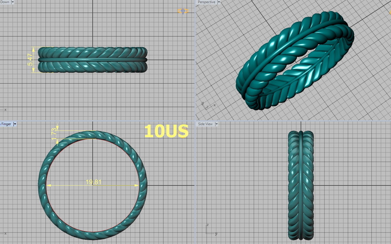 Elegant Wedding Ring 3dmodel many sizes 3D print model_9