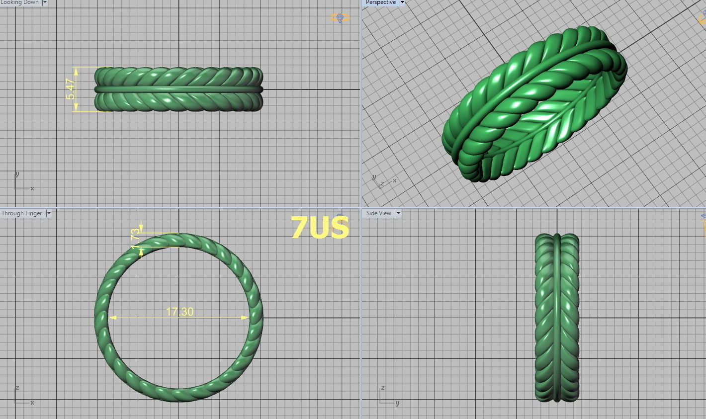 Elegant Wedding Ring 3dmodel many sizes 3D print model_6