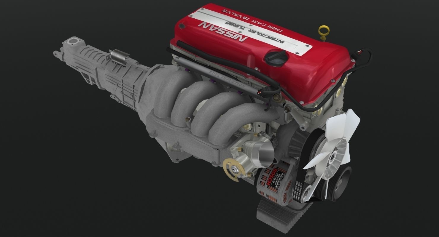 Nissan SR20DET Red Top engine Low-poly 3D model_7