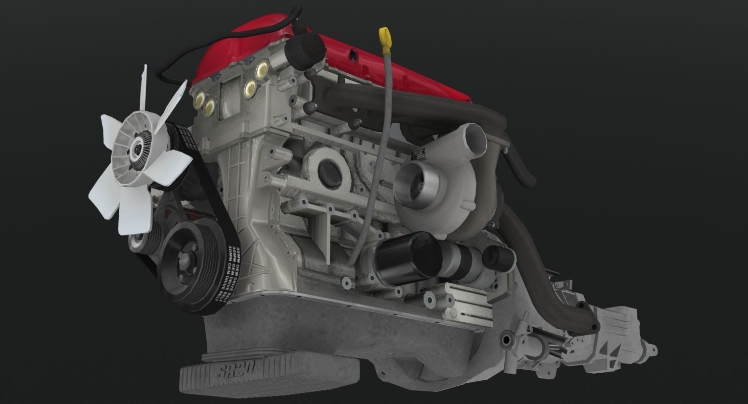 Nissan SR20DET Red Top engine Low-poly 3D model_10