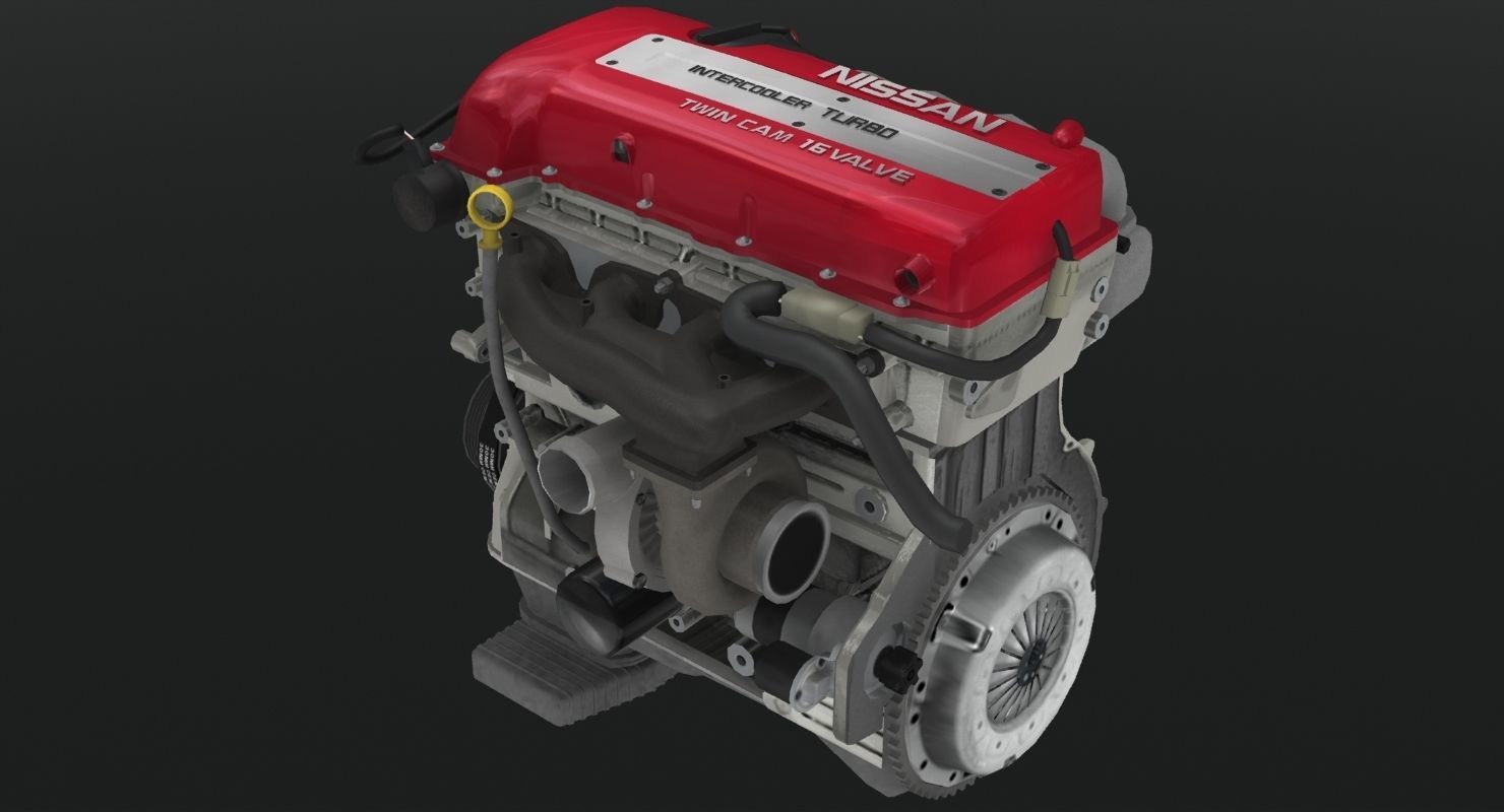 Nissan SR20DET Red Top engine Low-poly 3D model_14