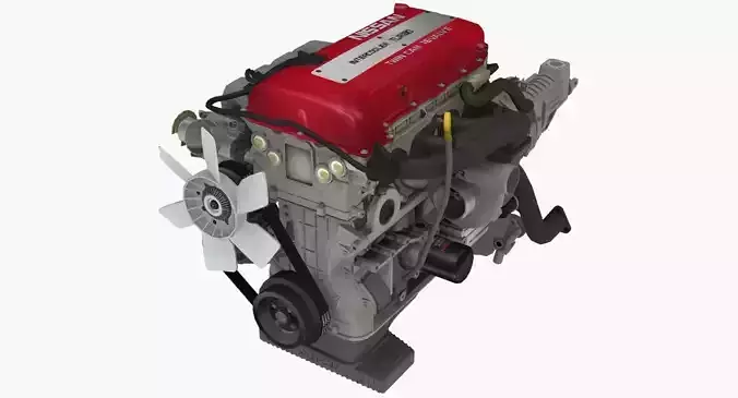 Nissan SR20DET Red Top engine Low-poly 3D model