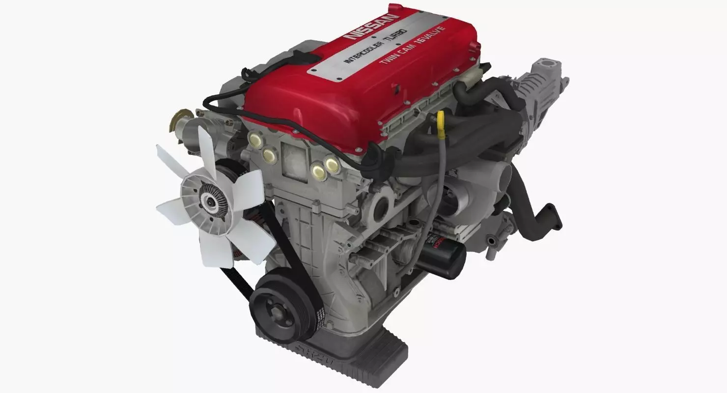 Nissan SR20DET Red Top engine Low-poly 3D model_0