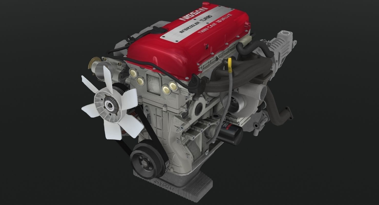 Nissan SR20DET Red Top engine Low-poly 3D model_1