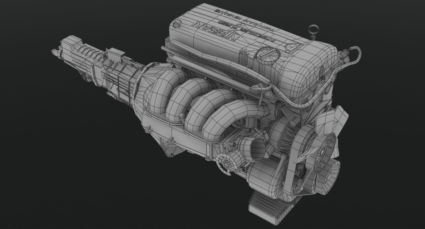 Nissan SR20DET Red Top engine Low-poly 3D model_9
