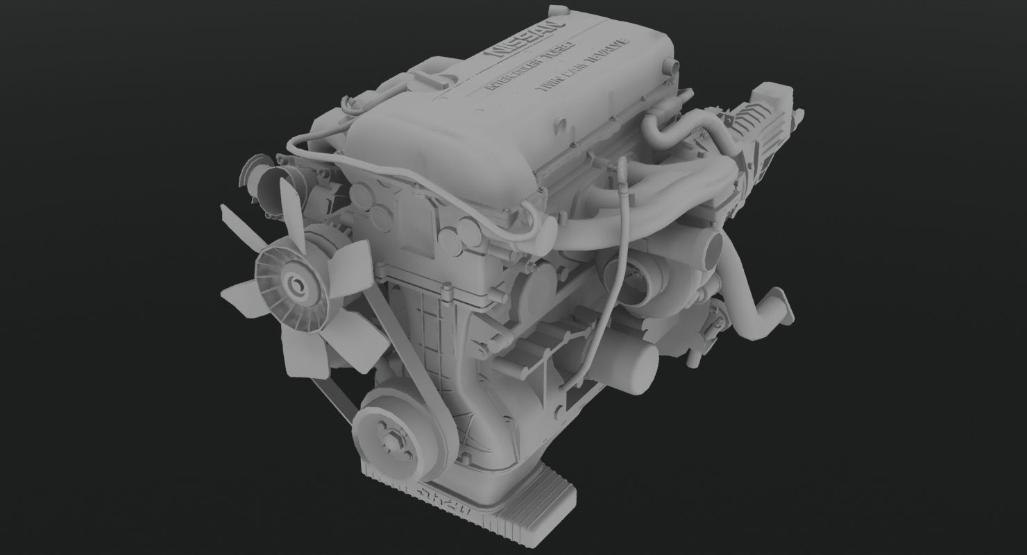 Nissan SR20DET Red Top engine Low-poly 3D model_2