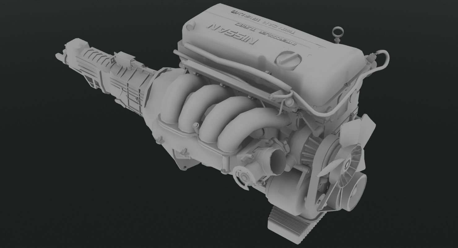 Nissan SR20DET Red Top engine Low-poly 3D model_8