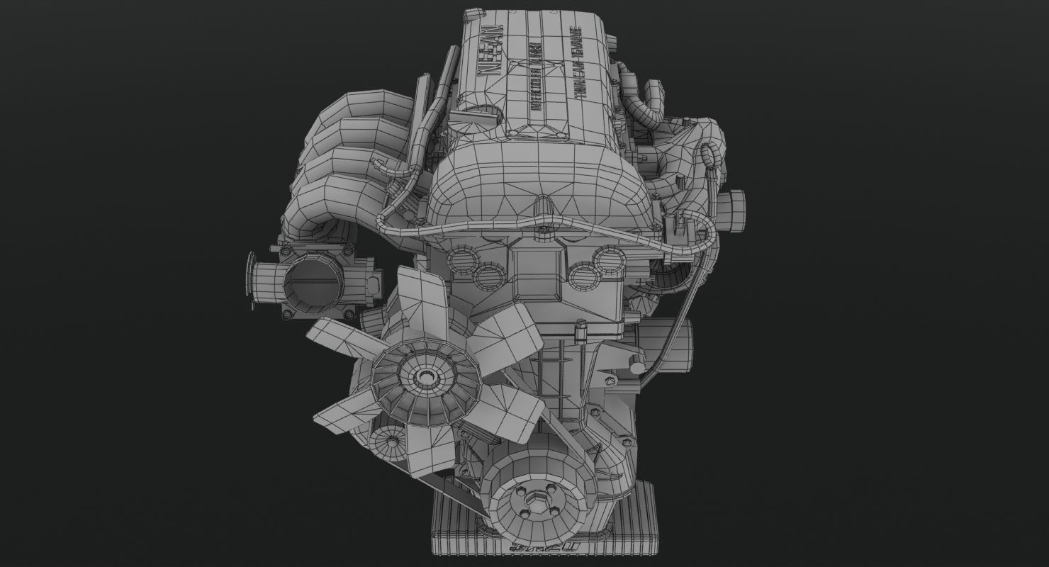 Nissan SR20DET Red Top engine Low-poly 3D model_6