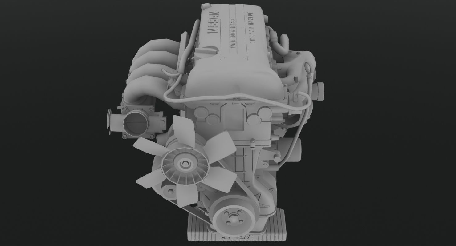 Nissan SR20DET Red Top engine Low-poly 3D model_5