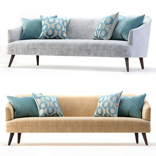 Crate and Barrel Agnes Velvet Mid-Century Sofa 3D model