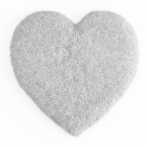 Sheepskin Heart Shaped Carpet Fur 3D model
