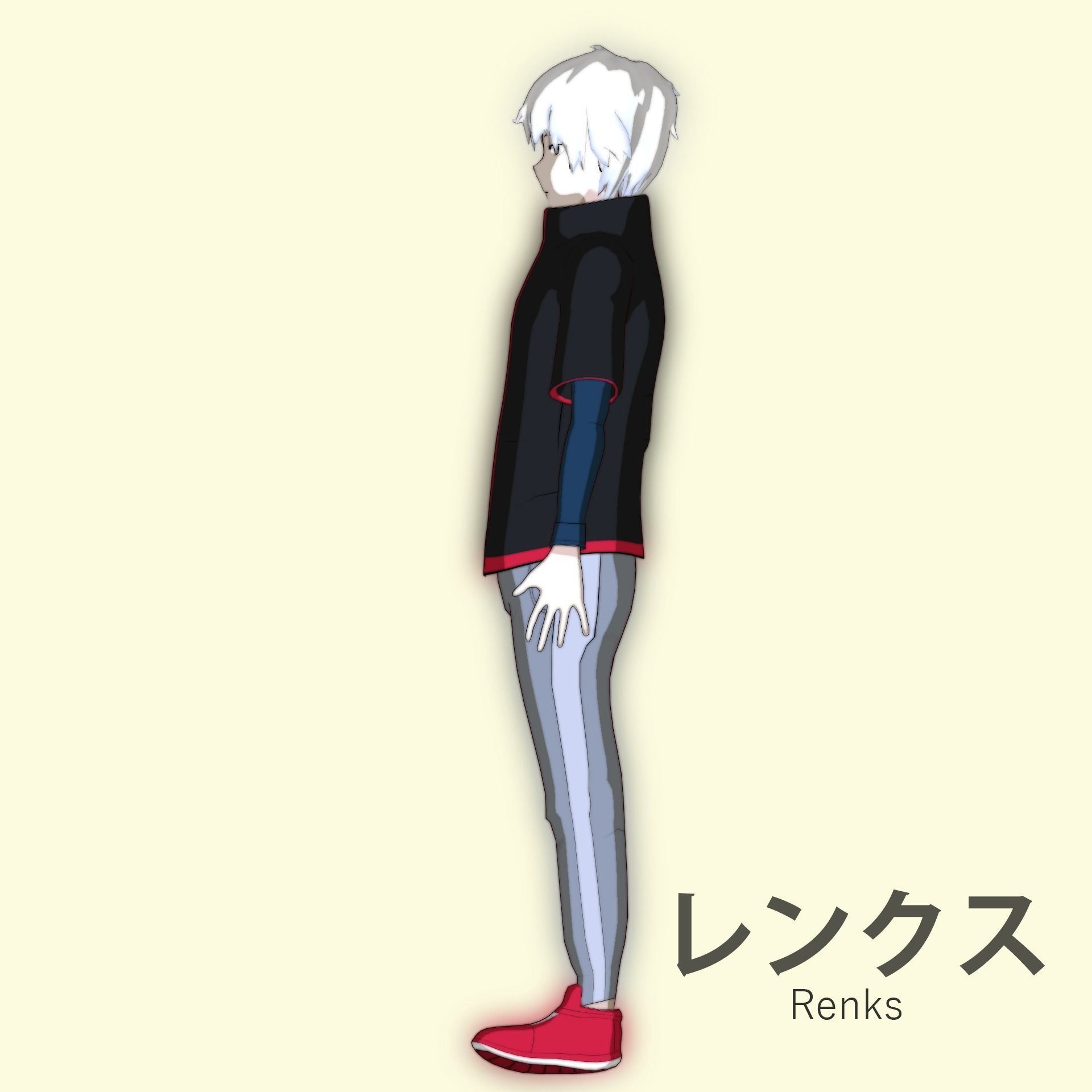 Anime character - Twisted boy Low-poly 3D model_7