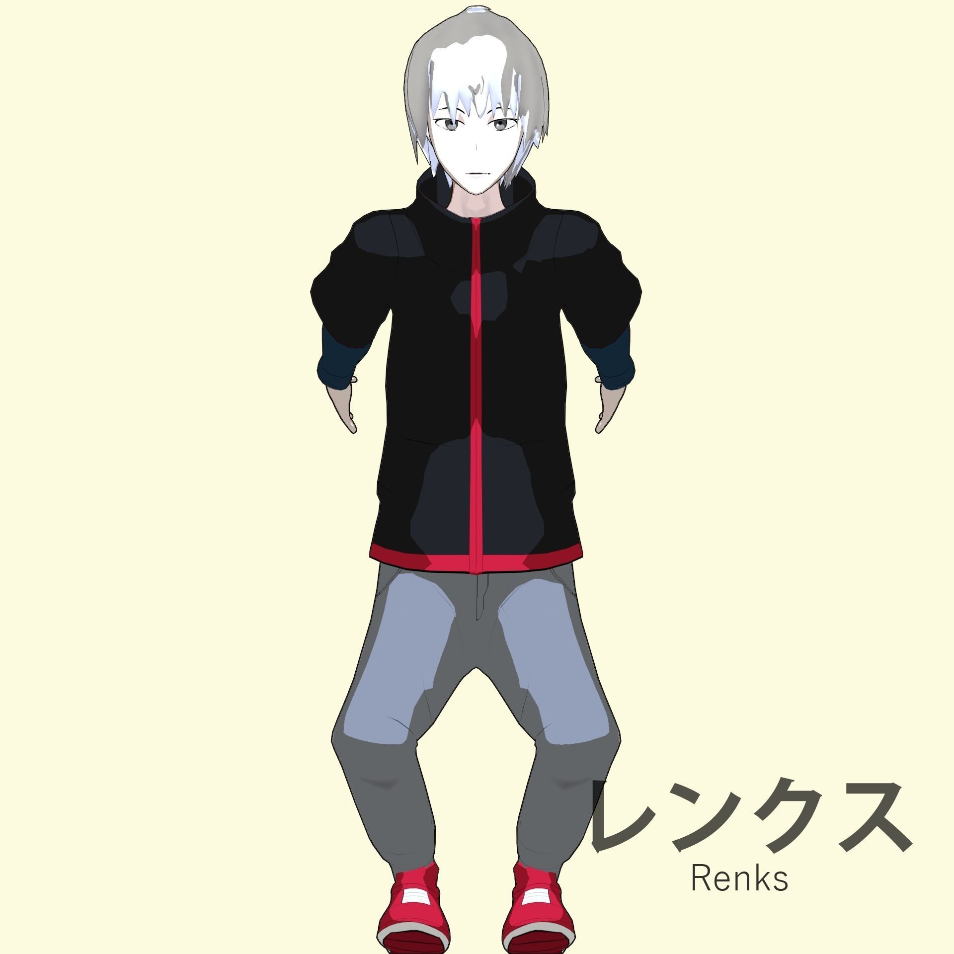 Anime character - Twisted boy Low-poly 3D model_14