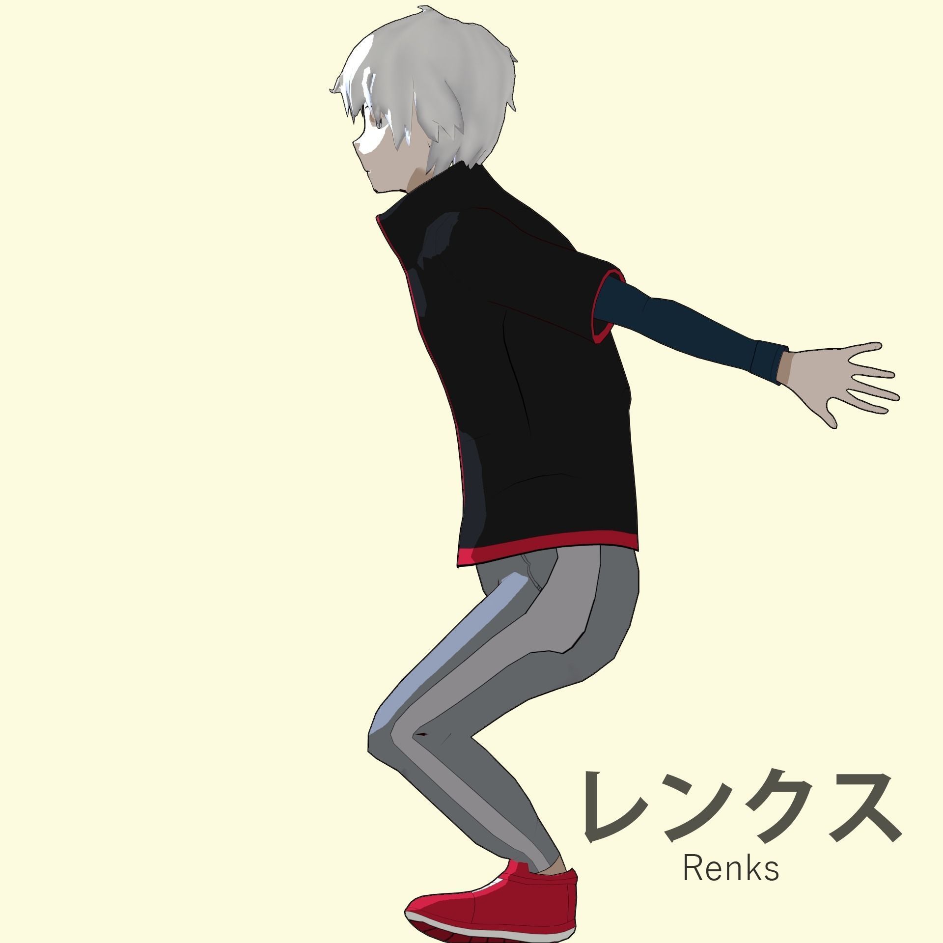 Anime character - Twisted boy Low-poly 3D model_13