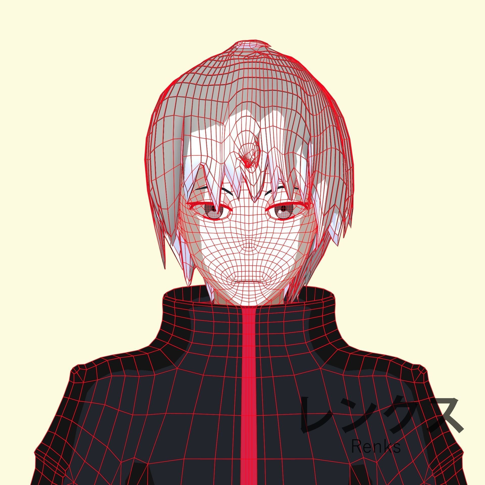 Anime character - Twisted boy Low-poly 3D model_15