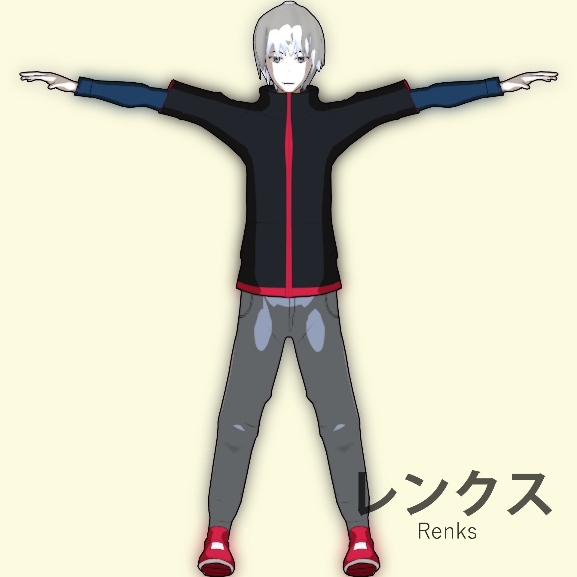 Anime character - Twisted boy Low-poly 3D model_12