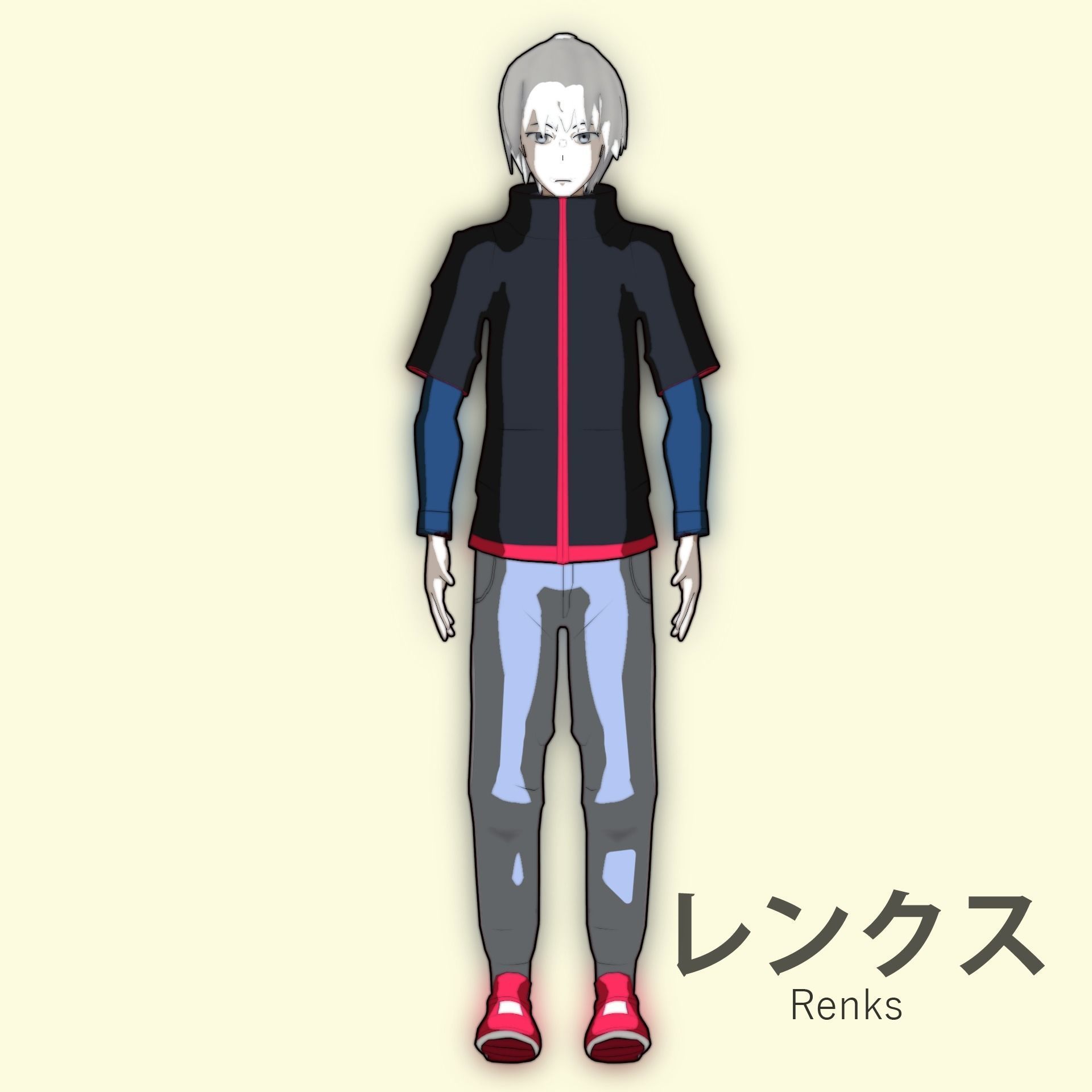 Anime character - Twisted boy Low-poly 3D model_6