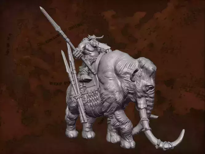 Fantasy Mammoth and Giant Rider Miniature