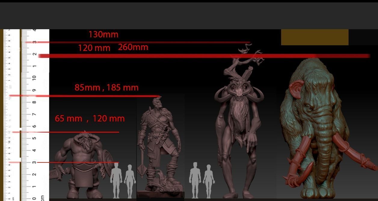 Fantasy Mammoth and Giant Rider Miniature 3D print model_4