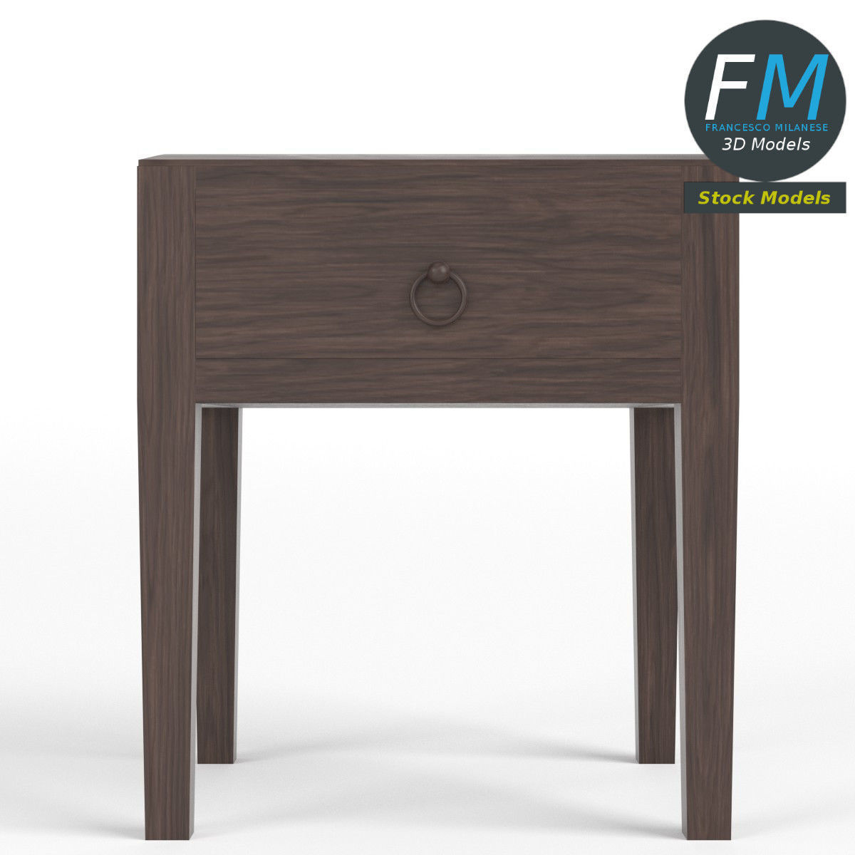 One drawer bedside table 3D model_3