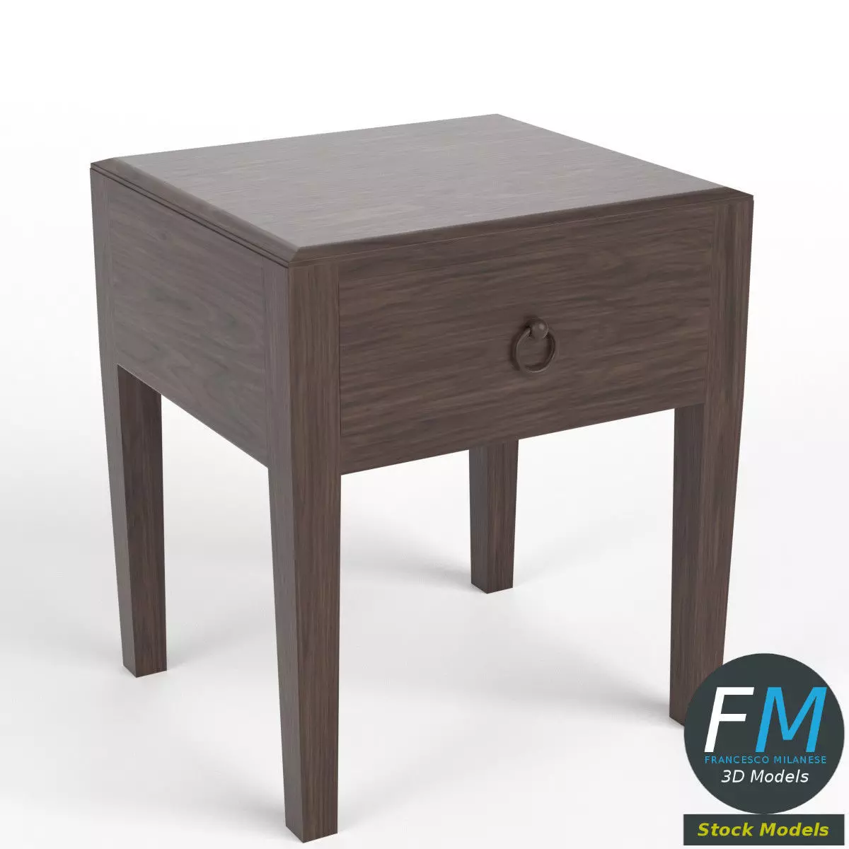 One drawer bedside table 3D model_0