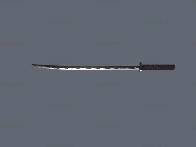 Katana LowPoly samurai sword Low-poly 3D model_1