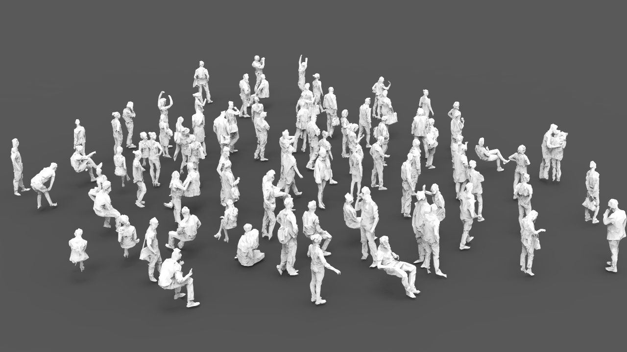 88 low poly people Low-poly 3D model_1