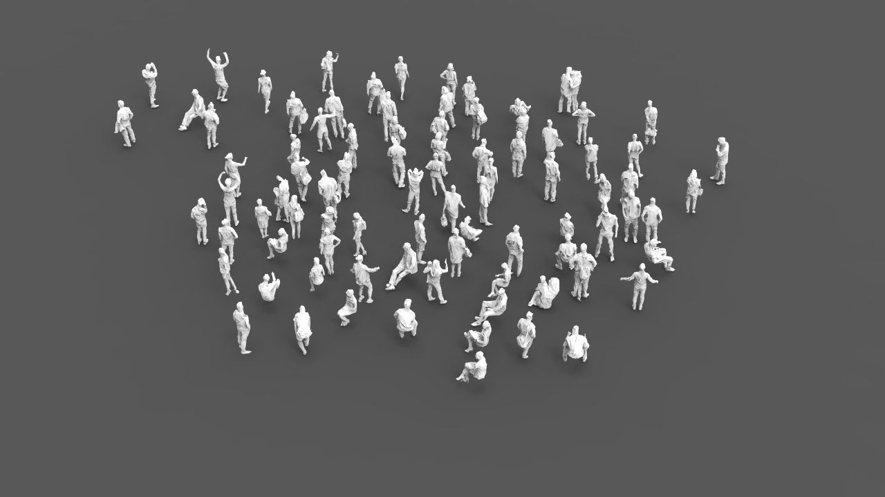 88 low poly people Low-poly 3D model_2