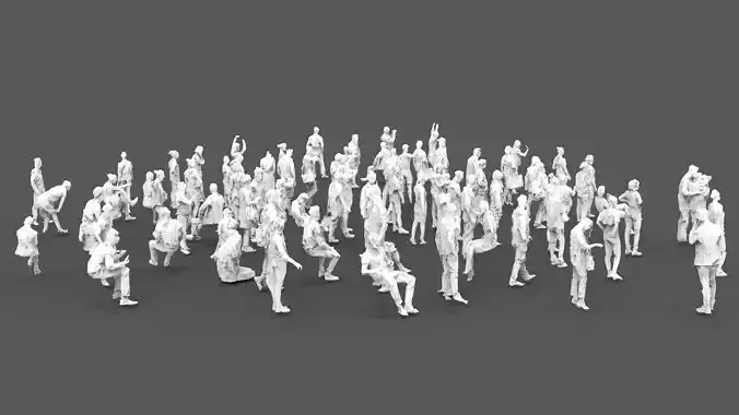 88 low poly people Low-poly 3D model